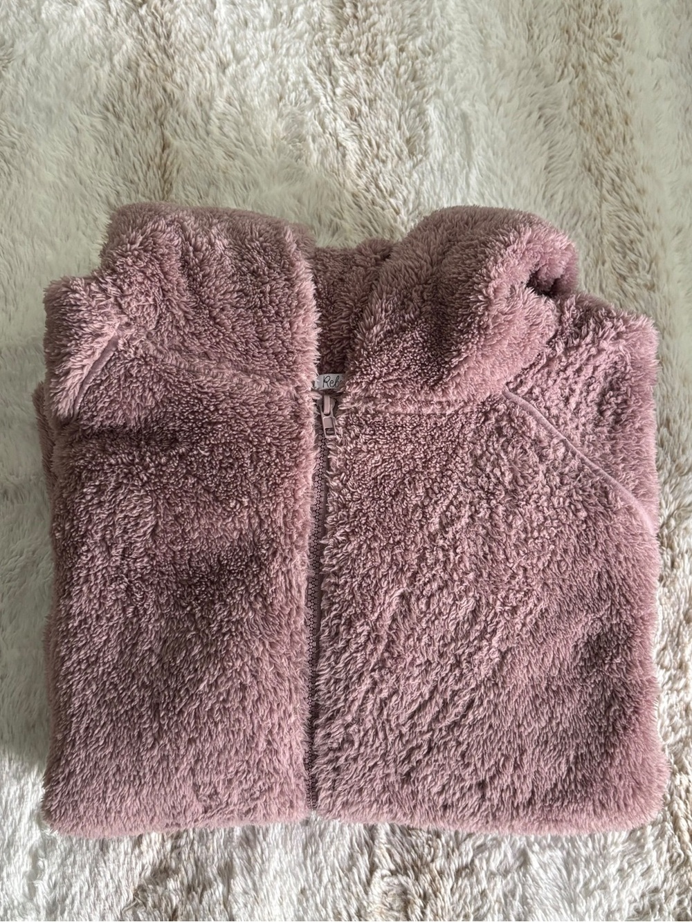 Rebellious One Women's Plus 3X Mauve Pink Sherpa Teddy Full Zip Hooded Jacket - Picture 4 of 6